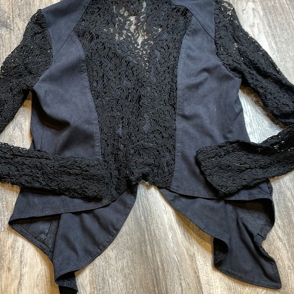 International Clothing Company Women’s Black Suede and Lace Moto Jacket, sz XS - Picture 9 of 11
